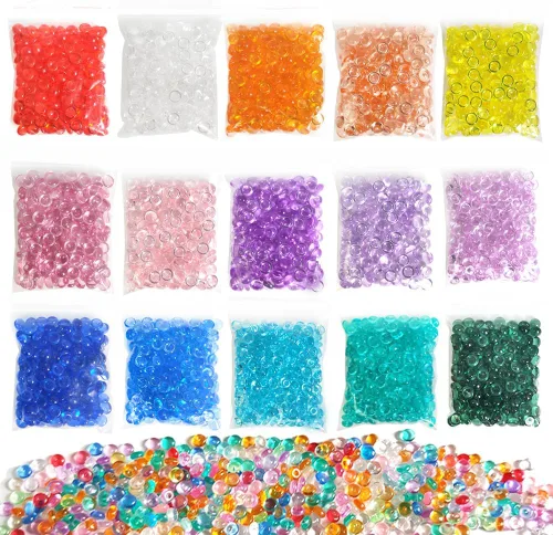 HappyFiller Paquete de 15 cuentas acrílicas de 0.236 pulgadas (0.276 in), relleno de jarrón colorido, cepillo de maquillaje, decoración de