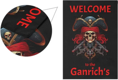 Miniatura 2 de Bandera de pirata de bienvenida personalizada con tu nombre, bandera de jardín de 12 x 18 pulgadas, bandera náutica de barco de doble cara, regalos