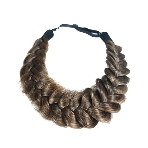 Miniatura 2 de Diadema trenzada de 2 hebras, clásica, gruesa, trenzada, ancha, elástica, elástica, de calidad, sintética, trenzada, para mujeres y niñas