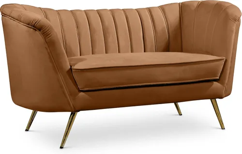 Miniatura 12 de Meridian Furniture Margo Collection Modern Sofá biplaza tapizado de terciopelo contemporáneo con acolchado de canal profundo y patas de acero