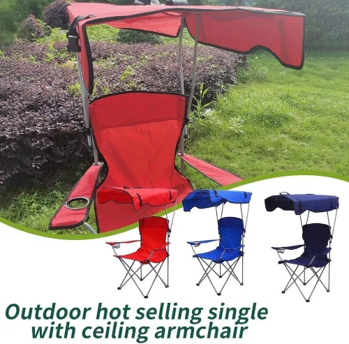 Miniatura 3 de Silla de camping plegable portátil con toldo ligero toldo para campamento (azul)