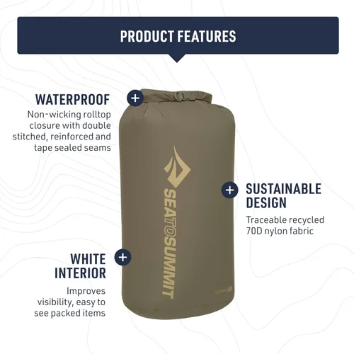 Miniatura 4 de Sea to Summit Bolsa seca ligera, almacenamiento seco multiusos Verde oliva