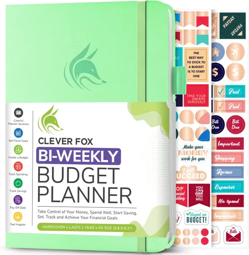 Miniatura 15 de Clever Fox Planificador de presupuesto bi semanal - Libro organizador financiero sin fecha - Rastreador de gastos, cuaderno de presupuestos y Negro