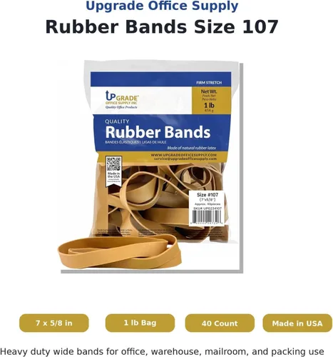 Miniatura 6 de Bandas de goma para suministros de oficina, tamaño 107, 7 x 5/8 pulgadas, bolsa de 1 libra, 40 unidades, EE. UU