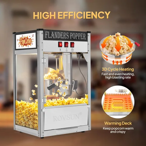 Miniatura 3 de Máquina de palomitas de maíz ROVSUN con hervidor de 10 onzas que hace hasta 4 galones, máquina de palomitas de maíz comercial de mostrador con Negro