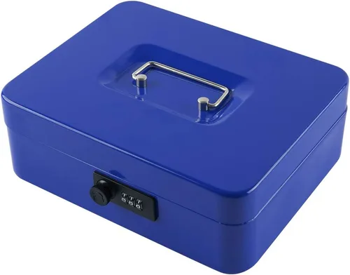 Miniatura 14 de KYODOLED Caja de dinero grande con cerradura de combinación, caja de dinero de metal segura con bandeja para dinero para caja de seguridad de 9.84 x