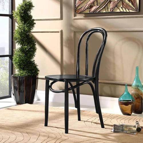 Miniatura 2 de Modway Eon - Silla de cocina y comedor de madera de olmo natural, color negro, totalmente montada