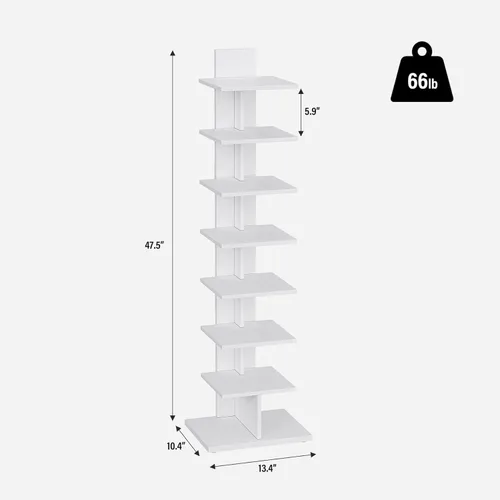 Miniatura 2 de TUTOTAK - Estantería estrecha, estantería de 8 niveles, estante de libros con espacio para la columna para espacios pequeños, estante de esquina