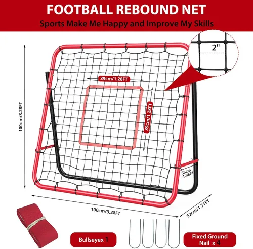 Miniatura 4 de Red de rebote de fútbol 2 en 1 – Entrenador de rebote de 6 x 4.6 pies y 6 x 1.4 pies para práctica en solitario y en equipo, práctica de red