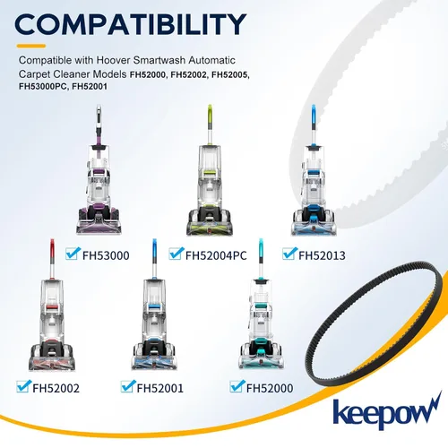 Miniatura 2 de KEEPOW Juego de cinturones de vacío compatible con Hoover Smartwash FH52000, FH52001, FH52002, FH52002G, FH52004PC, FH52013, FH53000PC limpiador