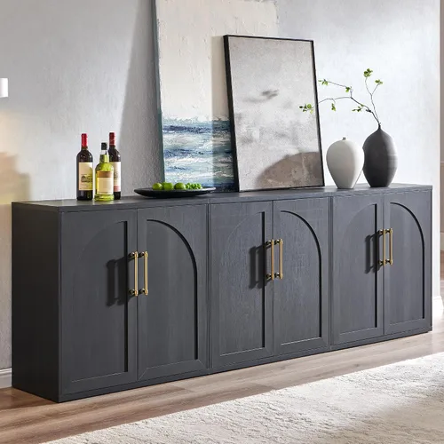 Miniatura 8 de ACCOHOHO Aparador de puerta arqueada, gabinete de buffet, gabinete de acento con estante ajustable, gabinete modular de madera para comedor, sala