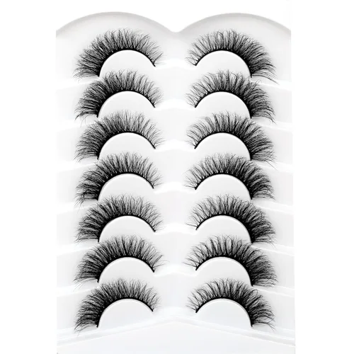 Miniatura 470 de Pooplunch - Pestañas postizas finas de visón sintético, estilo ojo de gato, naturales, cruzadas, tipo racimo, efecto 8D de volumen, tiras
