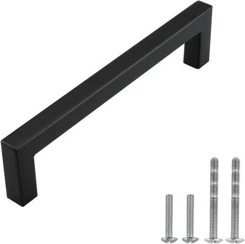 Miniatura 17 de Modket Paquete de 1 manija cuadrada europea para gabinete de acero inoxidable 304 de 2 pulgadas, pomo negro mate