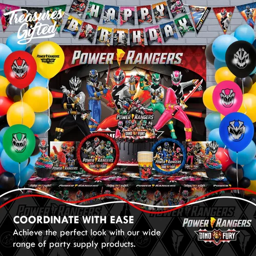 Miniatura 6 de Treasures Gifted Suministros de fiesta con licencia oficial de Power Rangers, paquete de 32 servilletas, decoraciones de cumpleaños de Power
