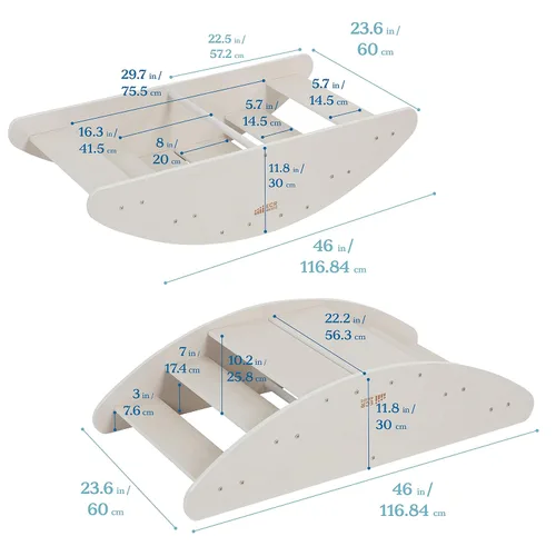 Miniatura 2 de ECR4Kids Bote Balancín y Escalones, Centro de Juegos, Acabado Lavado Blanco Blanco Cal