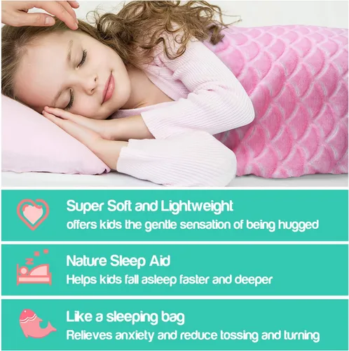 Miniatura 6 de Manta de cola de sirena para niños de Catalonia, manta súper suave de franela para dormir, manta acogedora para niñas, diseño de arco iris, regalo