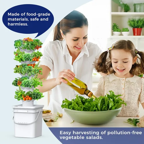 Miniatura 7 de SJZX - Kit de sistema de cultivo hidropónico, torre hidropónica de 5 capas, 30 agujeros de plantación, sistema de jardinería vertical que ahorra