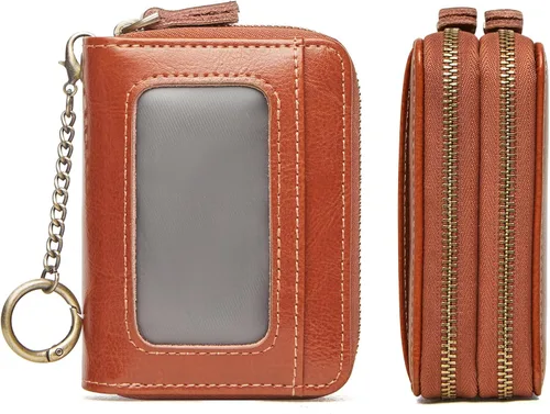 Miniatura 16 de TFKGS Tarjetero de crédito para mujer, cartera RFID de cuero para mujer con bloqueo de cremallera, llavero para tarjetas de acordeón, regalos