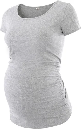 Miniatura 6 de Liu & Qu Camisetas de maternidad para mujer, manga corta, cuello redondo, paquete de 3