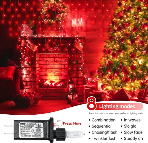 Miniatura 3 de Luces de Navidad para exteriores Luces de Carámbano 300 LED, 33 pies, 8 modos, luces de cadena colgantes de hadas conectables con enchufe de 30 V