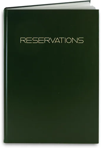 BookFactory Libro de reservas de restaurante, 365 días de mesa/cena Reservas 408 páginas, 8 7/8 '' x 13 1/2'' cuero de imitación verde, sección