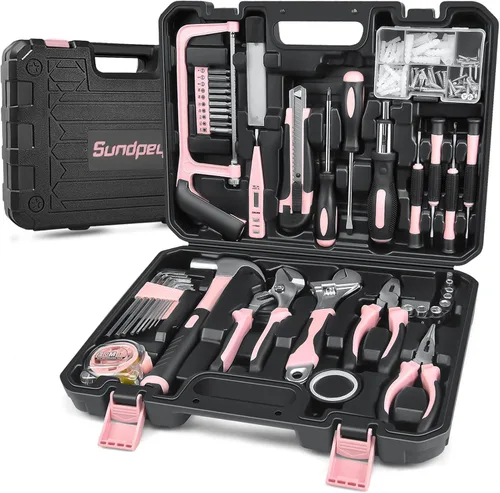 Sundpey Kit de herramientas para el hogar, 148 piezas, juego de herramientas portátiles de reparación manual básica con estuche, destornillador de