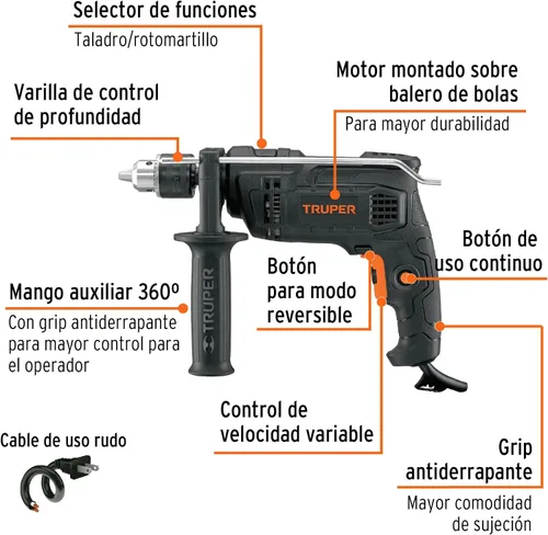 Miniatura 2 de Rotomartillo Industrial 1/2 '650 W