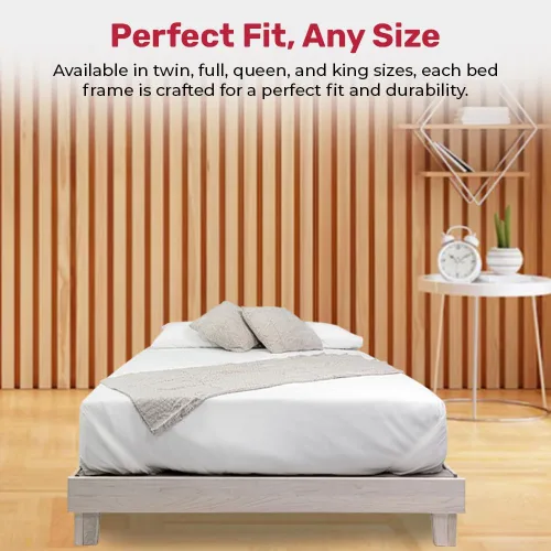 Miniatura 8 de Marco de cama de plataforma de madera maciza sin herramientas con listones, calidad fabricada en Pensilvania, Estados Unidos por artesanos