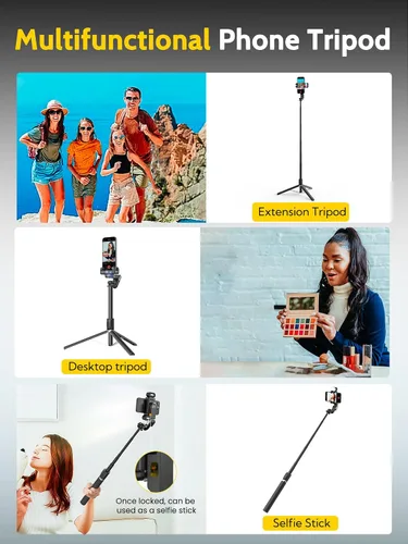 Miniatura 7 de AOCHUAN Trípode de seguimiento facial automático con rotación de 360 grados con luz RGB, cardán de teléfono de un solo eje para iPhone Android