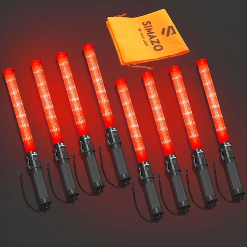 Miniatura 12 de 2 Piezas Varitas de Tráfico de Señalización de 21 Pulgadas con 3 Modos Intermitentes y 6 Luces LED, Bastón de Seguridad de Tráfico con Clip Lateral