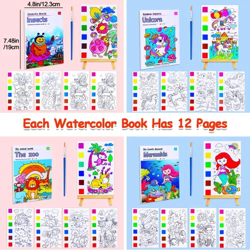 Miniatura 4 de JUNQIU - Paquete de 4 libros de pintura con agua para niños, pintura de acuarela, libros para colorear para niños pequeños, juego de pintura mágica