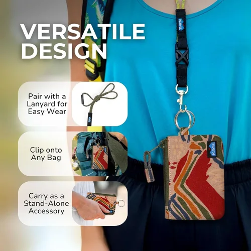 Miniatura 42 de KAVU Stirling Cartera delgada de lona de algodón con cremallera de doble cara