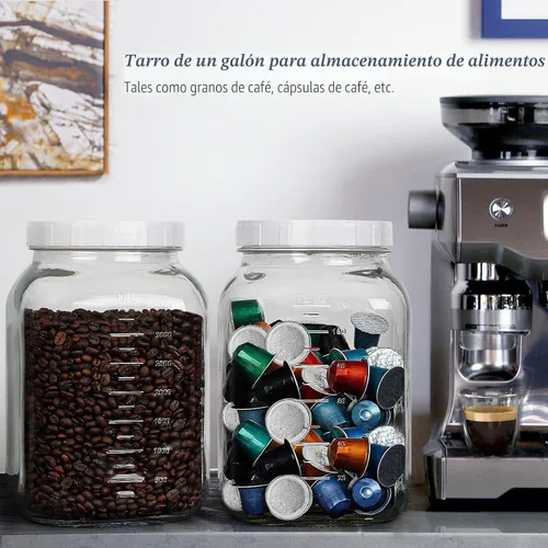 Miniatura 7 de Paquete de 2 tarros de vidrio transparente de boca ancha de 1 galón con tapa, tapa de rosca hermética resistente con junta de silicona - tarro Mason