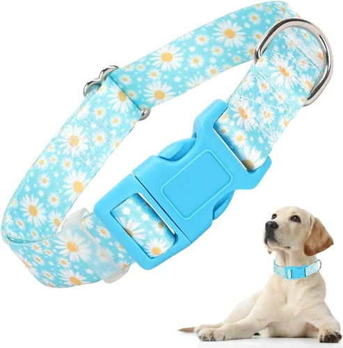 Miniatura 18 de Collares de Perro para Niñas con Patrones de Margaritas, Lindo Collar Rosa para Perras, Collares Ajustables Blandos y Duraderos para Perros XS 12