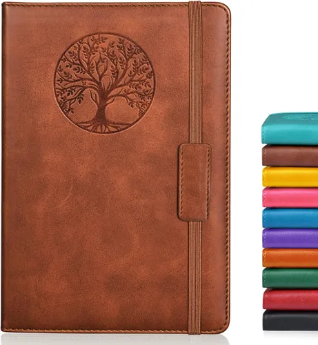 Biuwory Cuaderno diario con líneas para mujeres y hombres, 256 páginas, tamaño A5, de cuero de tapa dura para escribir, viajes, negocios, trabajo y