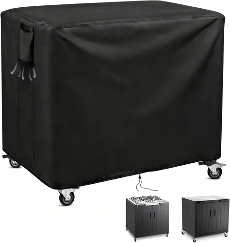 Miniatura 17 de Cubierta de mesa de preparación para mesa de carrito de comedor móvil, 38 pulgadas de alto, cubierta de carrito de barbacoa, cubierta de carrito