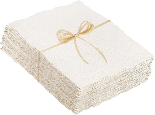 Miniatura 13 de 50 hojas de papel para acuarela 3.5 x 2, 300 g/m² Papel de borde deshilachado Papel hecho a mano rugoso/texturizado para acuarelas, invitaciones