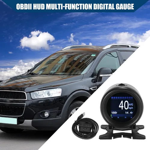 Miniatura 3 de OBDII HUD Medidor Digital Multifunción/Velocímetro Digital Exterior KMH MPH Medidor de Temperatura de Aceite Probador de Voltaje de Batería Escáner