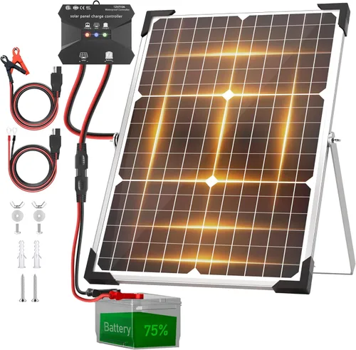 Miniatura 11 de Voltset - Kit de panel solar de 50 W 12 V, mantenedor de cargador de batería solar, panel solar impermeable + controlador de carga de actualización