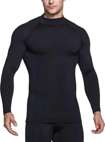 Miniatura 2 de TSLA - paquete de 1 o 2 camisas térmicas de compresión de manga larga para hombre cuello alto falsocuello de tortuga para deportes invierno