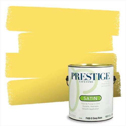 Miniatura 92 de PRESTIGE Pinturas Pintura Exterior e Imprimación En Uno, 1 Galón, Satinado, Pareja Comparable de Benjamin Moore* Amarillo* 320BM-PCM