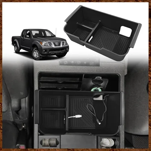 Miniatura 11 de Muslogy Bandeja de cajón de almacenamiento compatible con accesorios Nissan Frontier 2005-2021, organizador de consola central, inserto de silicona