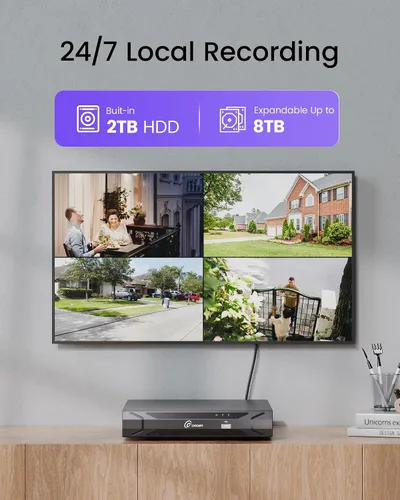 Miniatura 6 de Loocam Sistema de cámara de seguridad con cable 8MP 8CH NVR 2TB HDD, 4pcs 4K PoE Sistema de cámara AI Detección de vehículos humanos, sistema