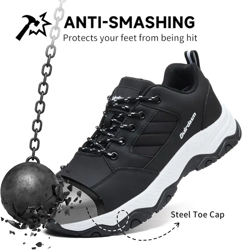 Miniatura 4 de Zapatos anchos con punta de acero para mujer, impermeables, antideslizantes, zapatos de seguridad, ligeros, antideslizantes, construcción