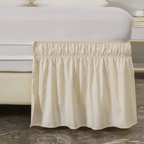 Miniatura 4 de MEILA - Faldón de cama envolvente con tres lados de tela y elástico, con volantes de 14 pulgadas, caída a medida, fácil de instalar, resistente a