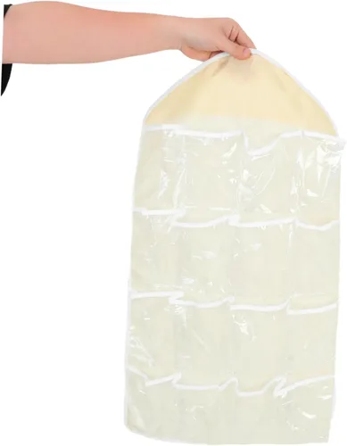 Miniatura 5 de UPKOCH Organizador de bolsa de almacenamiento colgante para puerta, organizador de bolsillo de pared beige para ropa interior, calcetines, joyas