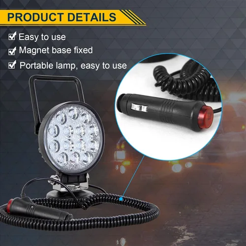 Miniatura 5 de RIGIDON Luz de trabajo LED de 4 pulgadas y 42 W con base magnética, luz redonda impermeable de 12 V 24 V, luces antiniebla LED para automóvil, SUV