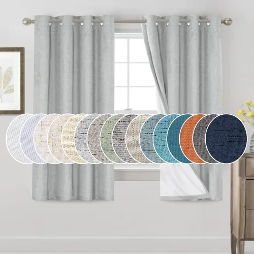 Miniatura 169 de Primitive - Cortinas opacas 100 % de lino texturizado natural para dormitorio, sala de estar, cortinas para ahorra energía, tela de arpillera
