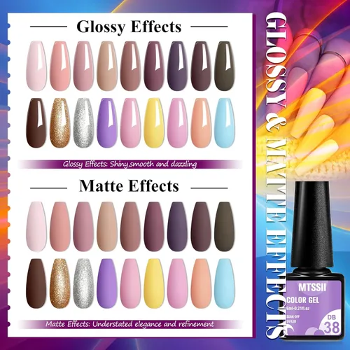 Miniatura 3 de MTSSII Juego de 18 esmaltes de uñas de gel, color nude, rosa, azul, amarillo, kit de esmalte de uñas de gel, compatible con lámpara UV/LED, remojar