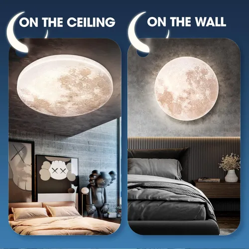 Miniatura 5 de Lámpara de Techo Empotrada Estilo Luna de 31W 13.8 pulgadas 5000K, Luces de Techo LED Modernas, Lámpara de Techo Blanco Luz de Día para Dormitorio